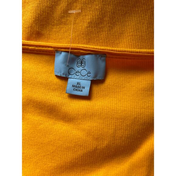 Cece Ruffle Sleeve Bright Yellow Ribbed Tank Top sz XL - Picture 7 of 8